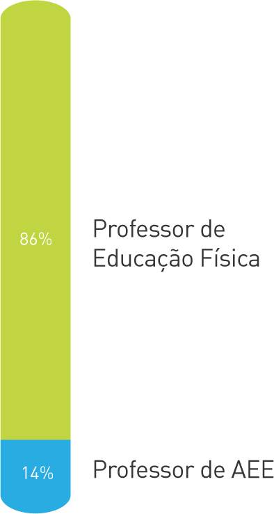 Gráfico colorido em formato de barra com perfil de cursistas de Brasília. Legenda: 86% Professor de educação física, 14% Professor de atendimento educacional especializado (AEE) 