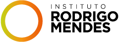 Logo Instituto Rodrigo Mendes, imagem com um circulo laranja escrito Instituto Rodrigo Mendes em preto