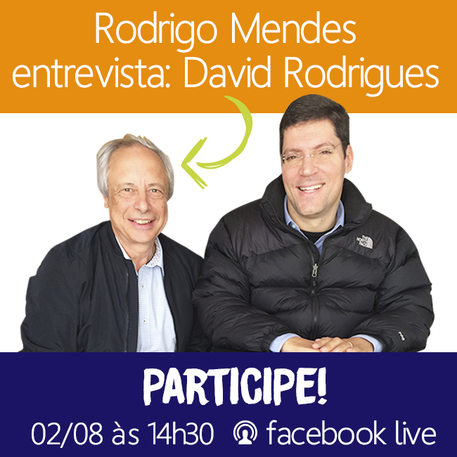 Convite de participação com uma foto de David Rodrigues ao lado de Rodrigo Hübner Mendes e o texto 